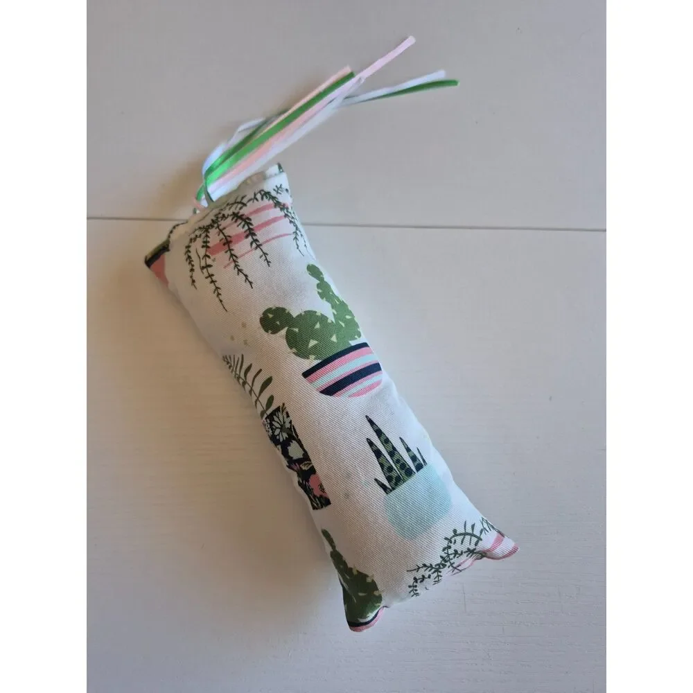 Handcrafted Succulent Print Cat Kicker Toy with Premium Catnip & Playful Ribbons